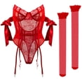 thumbnail image 2 of Gibobby Sujetador De Encaje Para Mujer Lencería erótica para Mujer Babydoll Colegiala Uniforme Colegiala Ropa Interior Sensual de Dama Conjunto de Pijama(Rojo, G), 2 of 5