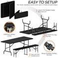 thumbnail image 2 of Ktaxon 3-Piece Outdoor Picnic Tableset, 6Ft HDPE Folding Table with 2 Folding Benches, High Quality Weather Resistant Patio Set for Indoor Outdoor Camping Parties Commercial Events, Black, 2 of 12