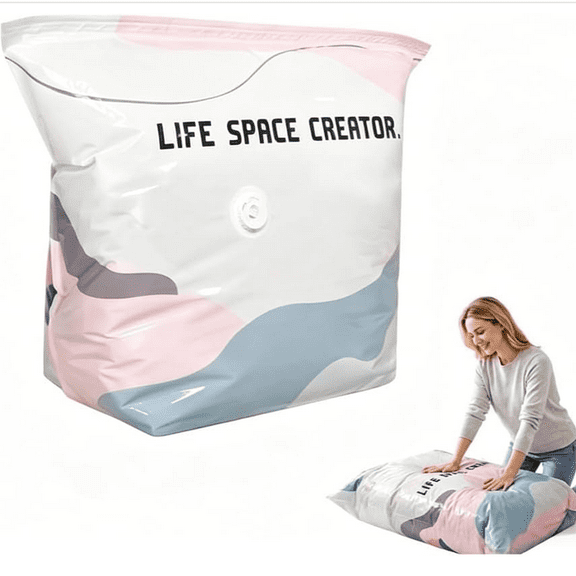 Life Space Creator Storage Bags 80% Compression Extra Large Capacity 3D Roll up Vacuum Bags No Pump Needed Seal Bags for Comforters Blankets Jumbo Bedding Packing Cubes Travel Small 27×19×11"
