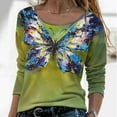 thumbnail image 2 of IROINID T-Shirts à Manches Longues Réduits pour Femmes, Col Rond Imprimé, Blouse d'Automne, Vert, 2 of 5