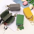 thumbnail image 5 of Genuine Leather Car Key Fob Case, Universal Car Key Fob Holder, Double Layer Zipper Key Case Bag, Light Brown, 5 of 6