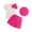 E187-Hot Pink, variant on hengsof 3 Piece Outfit for Baby Girls Fashion 3D Floral Ruffled Sleeve Round Neck Striped Top Pearl Shorts Skirt Beret Set Summer Clothing for Baby Girls Aged 0-3 Years