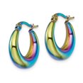 thumbnail image 3 of Stainless Steel Polished Rainbow Hoop Earrings, 3 of 4