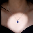 thumbnail image 4 of Rosec Jewels Lab Grown Blue Sapphire Necklace in Silver - with Chain - (8X10 mm Oval, 4 Ct, AAAA Grade) - with Jewelry Box, 4 of 7