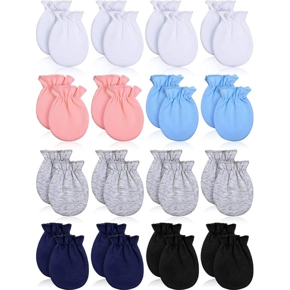 QUETO 16 paires de mitaines pour bébés nouveau-nés gants en coton pour bébés mitaines anti-rayures pour 0-6 mois garçons filles