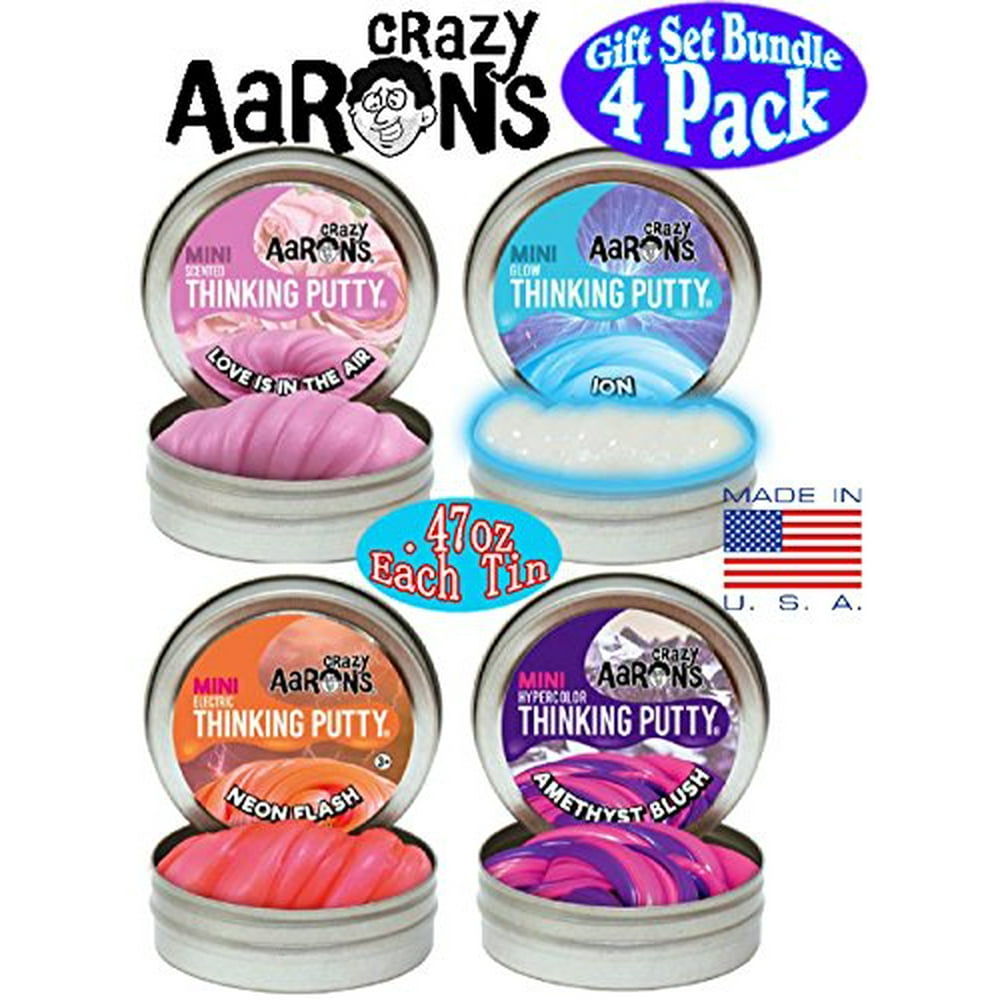 Crazy Aarons Thinking Putty Mini Tins (47Oz Each) Neon Flash, Love Is In The Air, Amethyst Blush