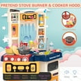 thumbnail image 4 of Qaba 64 PCS Kids Kitchen Role Play Cooking Toy Set, Educational Pretend Kitchen Playset Game, w/ Water Circulation, Spray, Music, Sound, Colorful Flashlight, for 3-6 Years Old, Beige+Blue, 4 of 10