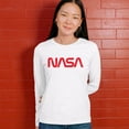 thumbnail image 4 of Vintage NASA Worm Logo Women's Long Sleeve T-shirt Astronaut Space Exploration Emblem, 4 of 7