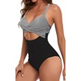 thumbnail image 2 of Innerwin Swimwear Gradient Women Bathing Suits Surfing Long Sleeve Backless One Piece Swimsuit Black + Diagonal Bar M, 2 of 4