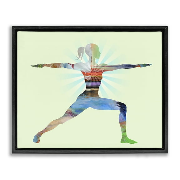 Stupell Industries Standing Yoga Pose People Painting Black Floater Framed Canvas Art Print Wall Art, 21 x 17