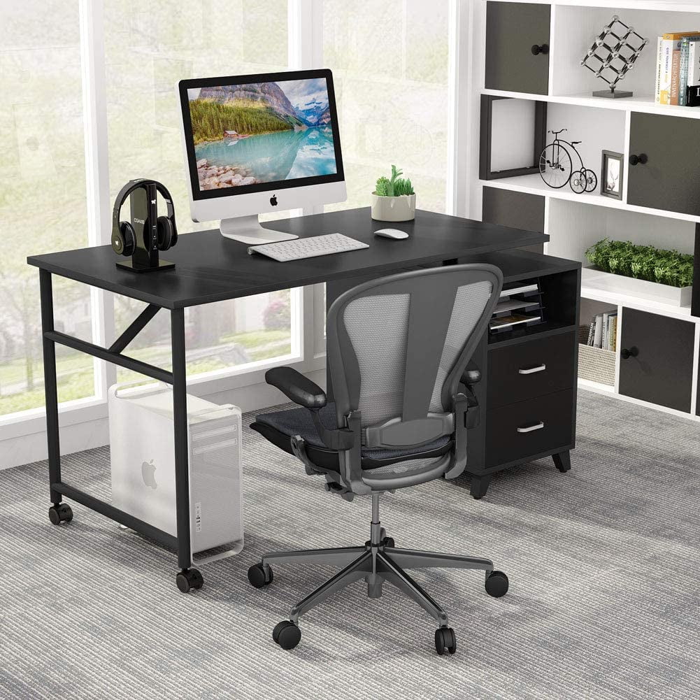 Tribesigns 360° Free Rotating Home Office Desk 47 inch Computer Desk