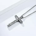 thumbnail image 3 of HIJONES Stainless Steel Cubic Zirconia Cross Pendant Necklace for Women Men Hip Hop Link Chain Jewelry Silver, 3 of 5