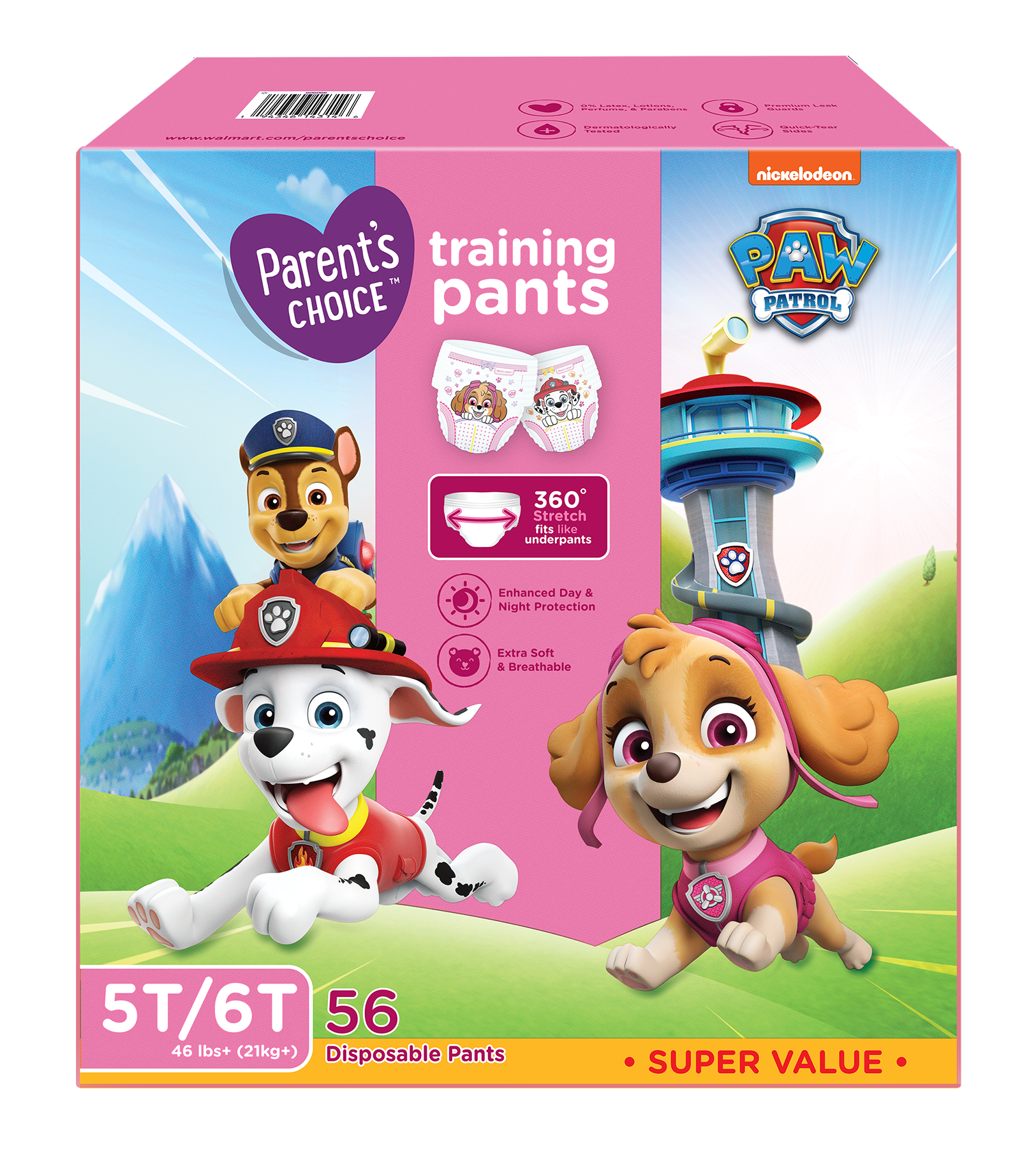 Parent's Choice Paw Patrol Training Pants for Girls, 5T/6T, 56 Count (Select for More Options)