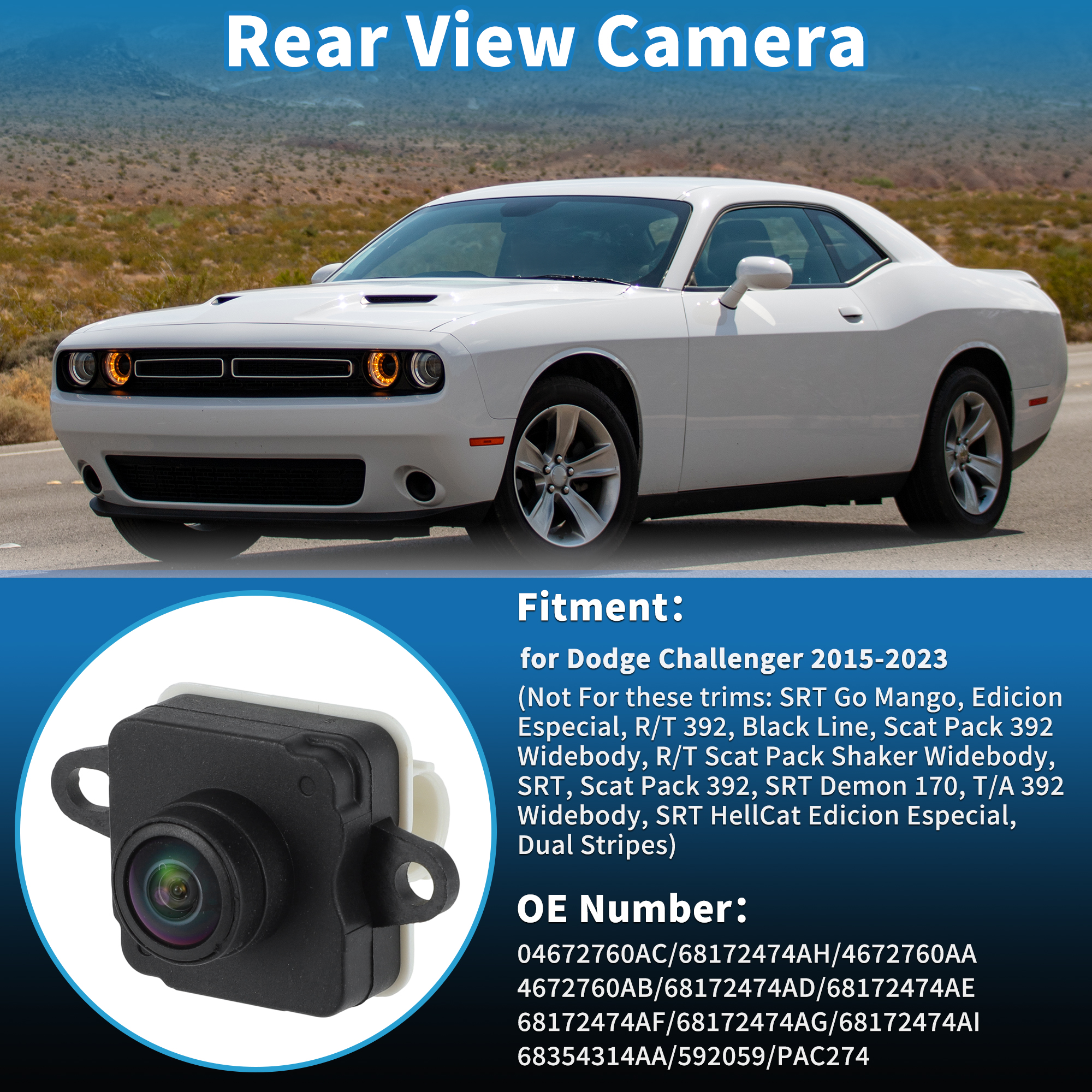 Unique Bargains Rear View Camera for Dodge Challenger 2015-2023 Park Assist Backup Camera