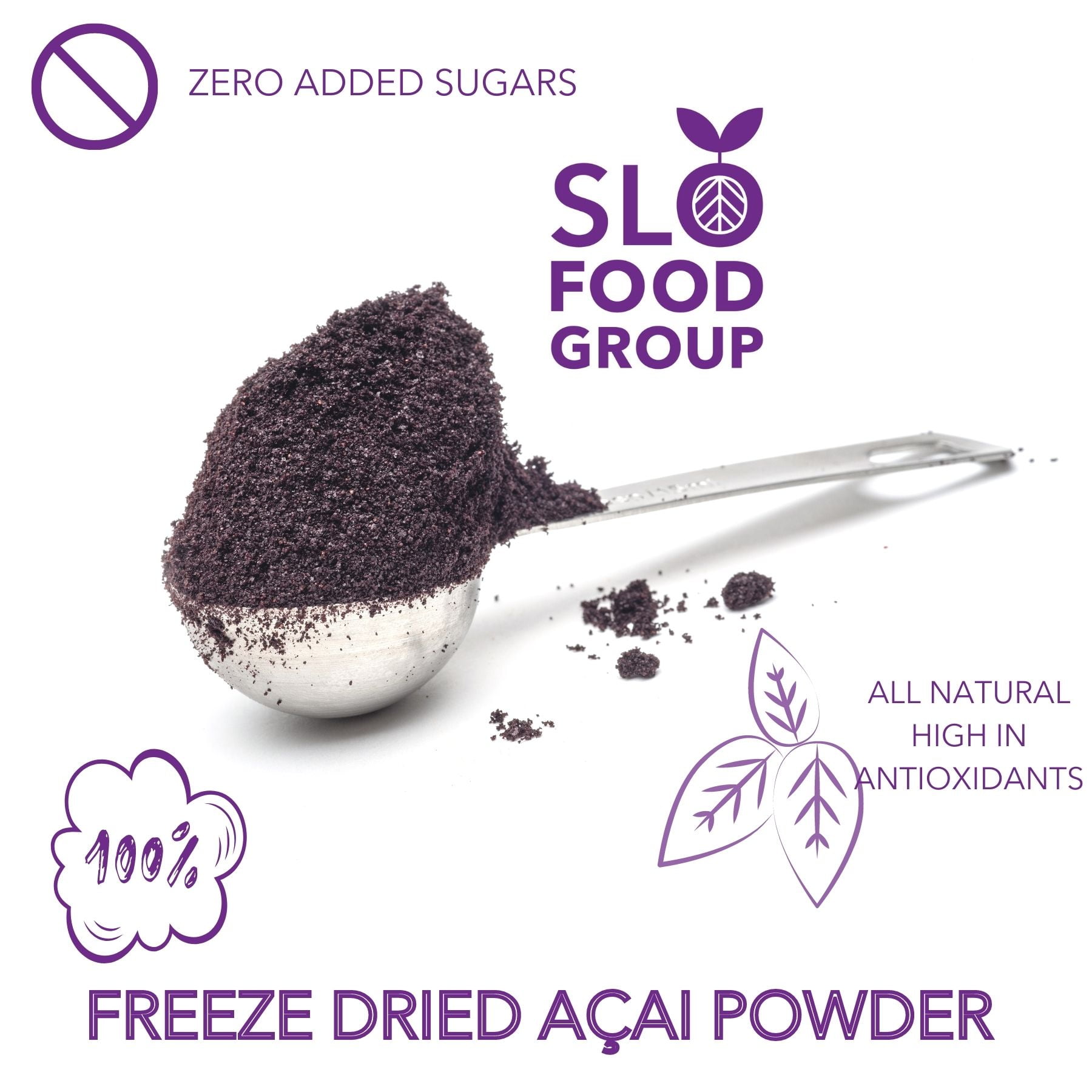 Slofoodgroup 100% Pure Acai Berry Powder - 1 lb Acai for Drinks, Smoothies and Bowls