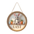 thumbnail image 3 of YWIYIUD 1PCS Happy Easter Wooden Hanging Sign Cute BunnyEgg Flowers Design Holiday Farmhouse Door Decorations Wall Sign for Kitchen,Dining Room,Home Spring Easter Decorations, 3 of 8