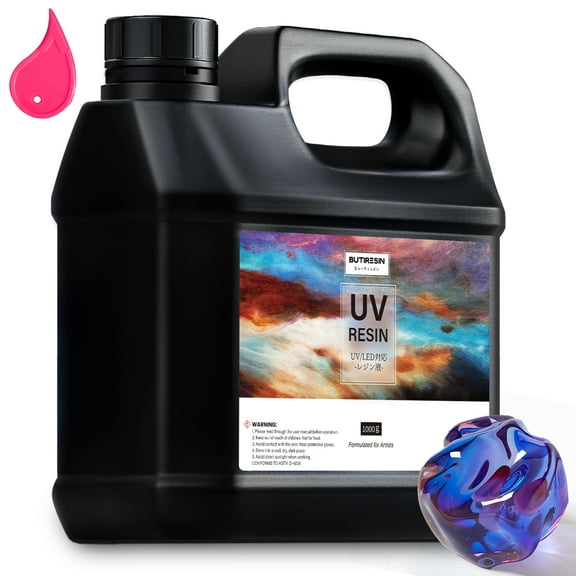 BUTIRESIN UV Resin 1000g UV Epoxy Resin Crystal Clear Ultraviolet Curing Epoxy Resin Kit for DIY Jewelry Making, Craft Decoration - Hard UV Glue Solar Cure Sunlight Activated Resin for Beginner