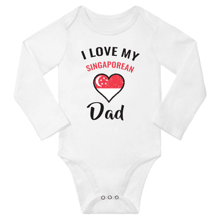 

I Love My Singaporean Dad Baby Long Slevve Bodysuit Outfits (White 12-18 Months)