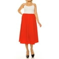thumbnail image 4 of Women's Plus Size A-Line High Waist Elastic Band Pleated Solid Midi Skirt, 4 of 6