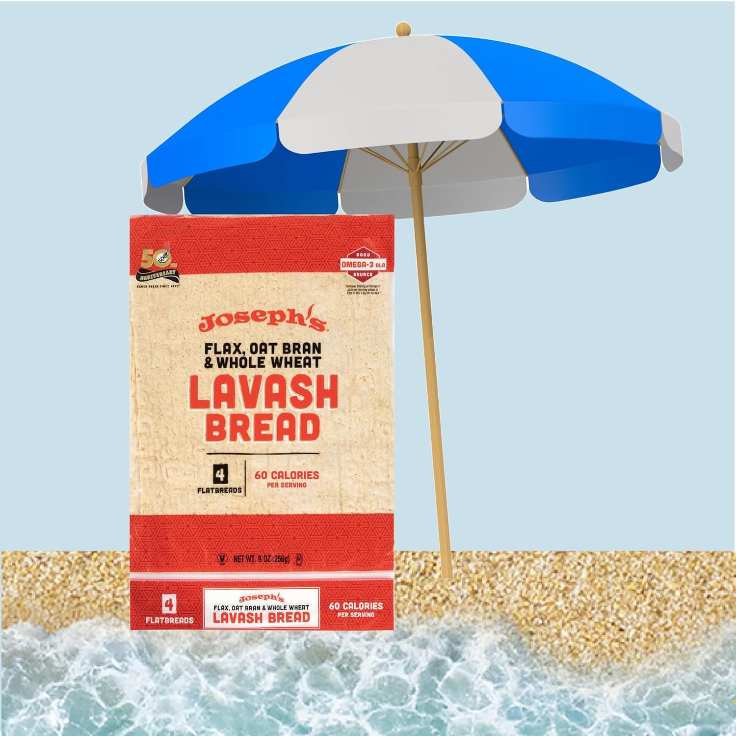 Bakery Lavash Bread, Flax Oat Bran & Whole Wheat, Reduced Carb, Baked (12 Count Flax)