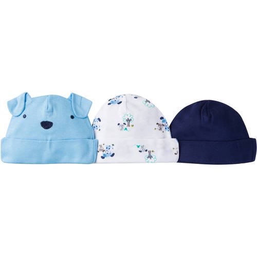 Gerber Newborn Baby Boy Assorted Caps, 3Pack