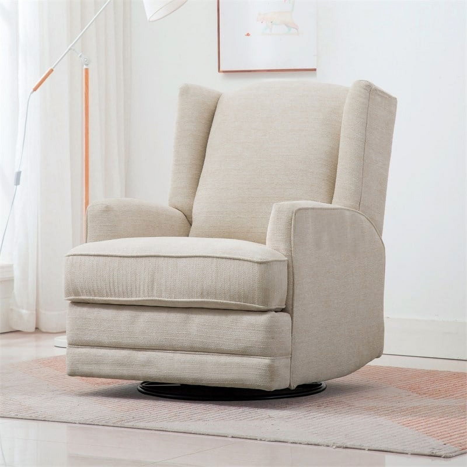Home Square 2 Piece Chenille Wingback Swivel Glider Recliner Set