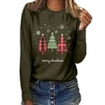 thumbnail image 2 of Wowcloth Woman's Christmas Tree Print Long Sleeve T-Shirt, Round Neck Casual Top for Daily Wear and Holiday Season, 2 of 7