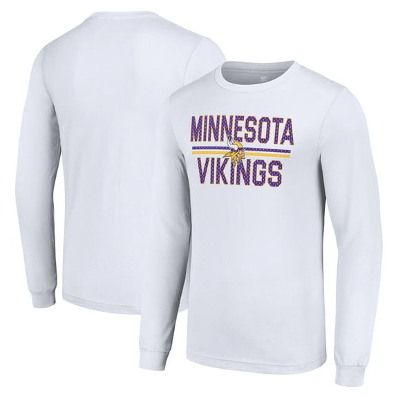 Men's Starter White Minnesota Vikings Team Mesh Print Graphic Long Sleeve T-Shirt