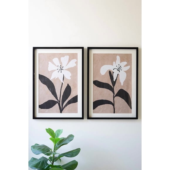 Decoración mural KALALOU con 2 estampados florales enmarcados, 50 x 70 cm