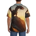 thumbnail image 3 of KLL Seaside Sunset Cool Dragon Print Men's Shirt Short Sleeve Button Down Summer Cuba Beach Shirts- X-Large, 3 of 5