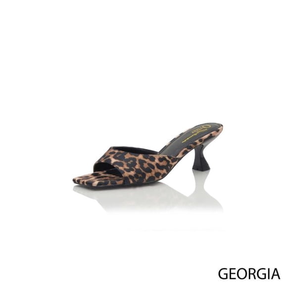 GEORGIA Chunky Heels for Women Elegant Low Heel Sandals Dressy Block Heeled Sandal LEOPARD 5.5