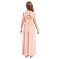 thumbnail image 4 of TTAO Robe en Chiffon Sans Manches Col en V Perles Mariage Demoiselle d'Honneur Soirée Bal Formel Rose 12, 4 of 7