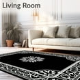thumbnail image 2 of ODIKA 3'x5' Machine Washable Non-Slip Area Rug, Elegant Snowflake Medallion with Intricate Swirling Accents High Traffic Rug, Black, 746124, 2 of 7