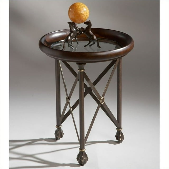 Butler Specialty Table d'Appoint en Verre Metalworks en Brun Foncé