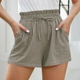 thumbnail image 2 of Yanlir Spring Summer Fashion Casual Solid Color Drawstring Outwear Linen Shorts For Women, 2 of 8