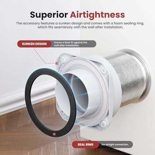 Magnetic Dryer Vent Coupling FR ABS V-0 Dryer Vent Connector Kit Airtight Seal Easy to Clean Quick Connector Including a 2.6ft 4" Duct and two Clamps, White, SDV180