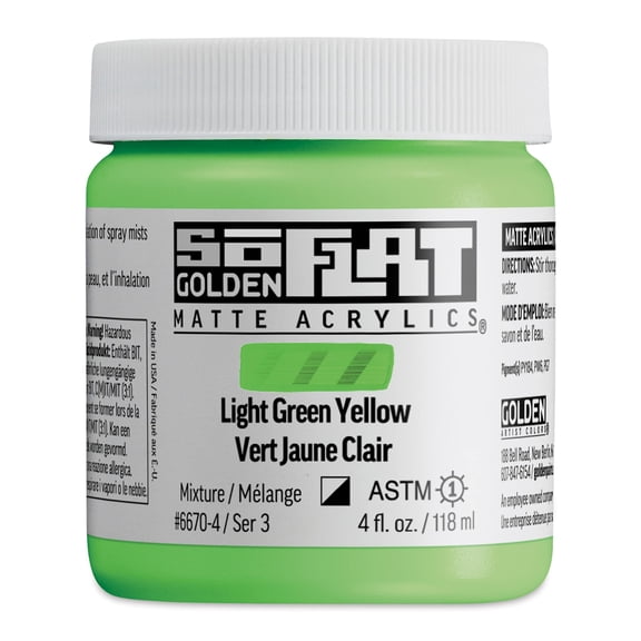 Golden SoFlat Matte Acrylic Paint - Light Green Yellow, 118 ml, Jar