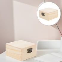 FELTECHELECTR 1Pcs Small Necklace Box Beige Wooden Box for Jewelry Storage and Display Square Design
