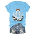 thumbnail image 4 of YDFCWXW Halloween Shirts for Women Spooky Cute Ghost Graphic Tshirt Casual Short Sleeve Tops Sky Blue, M, 4 of 6