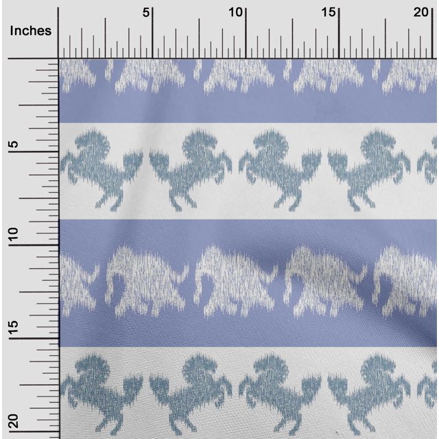 oneOone Tissu en Coton Flex Rayé/éléphant & Imprimé Ikat Cheval BTY 40 Pouces de Large