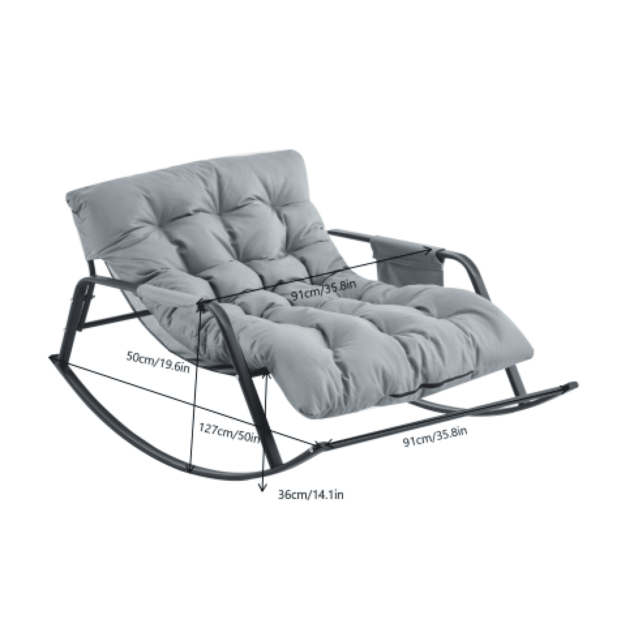 Jopath Rocking Chair with Extra-Wide Technical leather Upholstered Gliding Chair Boucle Reclining Chair, Modern Accent Chair for Living Room Nursery Bedroom -Grey