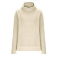 thumbnail image 4 of Hfyihgf Women's Turtleneck Oversized Sweaters Fall Winter Long Batwing Sleeve Spilt Hem Tunic Pullover Lightweight Knit Tunic Sweater Tops Beige XL, 4 of 6