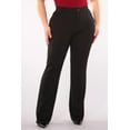 thumbnail image 5 of Plus Size High Waist Flare Pants With Front Pleating  Button Waist Detail - Black, 5 of 8