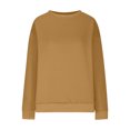 thumbnail image 4 of Horkkom Crewneck Sweatshirts Women Pullover Solid Color Fleece Sweatshirts Casual Loose Crew Neck Sweatshirts with Pockets S, 4 of 7