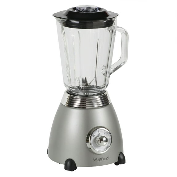West Bend Retro-Style 2-Speed Blender with Pulse Function and BPA-Free Glass Jar, 48oz. Capacity, in Gray (BLWBRTGR13)