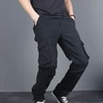 thumbnail image 6 of Yaoyar Mens Cargo Pants Casual Joggers Sweatpants Elasticated Waist Workout Hiking Pants with Multi-Pockets(Black,2XL), 6 of 7