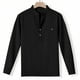 thumbnail image 5 of Blusa y camisa de manga larga con cuello alto para hombre, informal, de color liso, con botones, de media manga, con cuello alto y bolsillo, de poliéster., 5 of 9