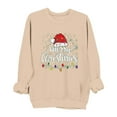 thumbnail image 2 of HOMBOM Womens Beige Sweatshirts Light Up Merry Christmas Graphic Festive Xmas Sweatshirt for Adult Fall, 2 of 6