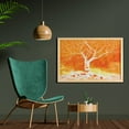 thumbnail image 2 of Fall Tree Wall Art with Frame, Murky Original Hand Drawn Painting with Birches and Rain Drops Color Habitat, Printed Fabric Poster for Bathroom Living Room, 35" x 23", Orange, by Ambesonne, 2 of 2