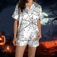 thumbnail image 6 of Halloween Pjs Set for Women Lounge Sets 2 Piece Ghost Pumpkin Print Short Sleeve Button Down Fluffy Sleepwear with Short Weightless Relaxed Fit Womens Pjs, 6 of 6